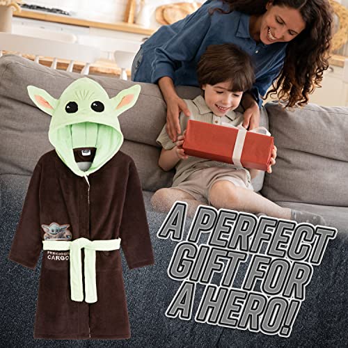 Star Wars Baby Yoda Kids Dressing Gown, The Mandalorian The Child Boys Robes (Brown/Green, 11-12 Years)
