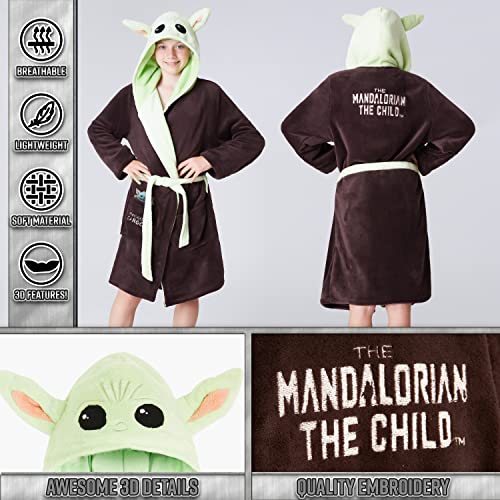Star Wars Baby Yoda Kids Dressing Gown, The Mandalorian The Child Boys Robes (Brown/Green, 11-12 Years)