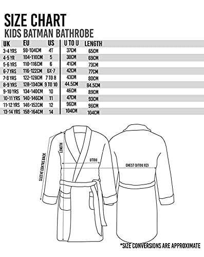 DC Comics Batman Dressing Gown For Boys & Girls | Kids Grey Dark Knight Movie Pocket Bathrobe | Children’s Soft Fluffy Pjs Robe 9-10 Years