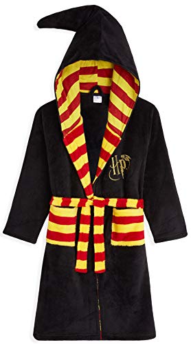 Harry Potter Kids Dressing Gown, Gryffindor Soft Fleece Robe for Boys Or Girls (Black, 11-12 Years)