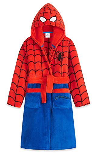 Marvel Boys Dressing Gown, Fluffy Dressing Gown (5-6 Years, Red/Blue)
