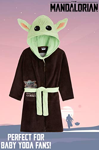 Star Wars Baby Yoda Kids Dressing Gown, The Mandalorian The Child Boys Robes (Brown/Green, 11-12 Years)