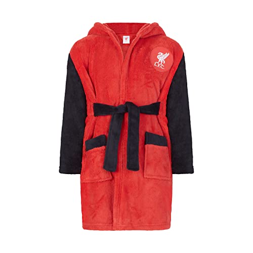 Liverpool F.C. Boys Dressing Gown, LFC Hooded Bath Robe, Ages 5 to 15 Years Old (13-14 Years)