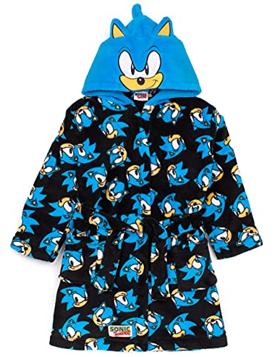 Sonic The Hedgehog Dressing Gown For Kids | Boys Girls Character Bath-robe | Blue Soft Gamer Pyjama Robe Merchandise 4-5 Years