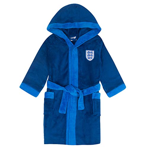 England Dressing Gown Robe Boys Fleece - OFFICIAL Gift - Navy 9-10 Years