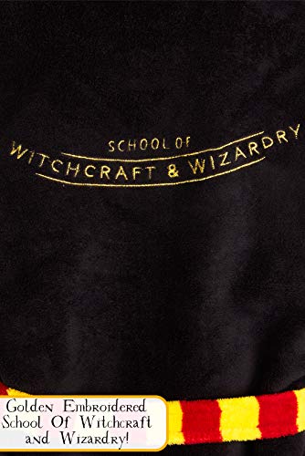 Harry Potter Kids Dressing Gown, Gryffindor Soft Fleece Robe for Boys Or Girls (Black, 11-12 Years)