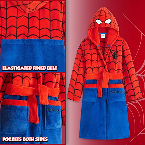 Marvel Boys Dressing Gown, Fluffy Dressing Gown (5-6 Years, Red/Blue)
