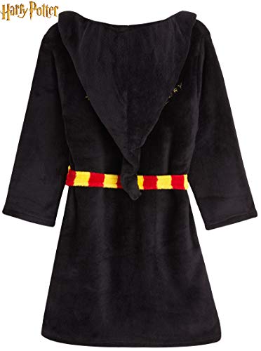 Harry Potter Kids Dressing Gown, Gryffindor Soft Fleece Robe for Boys Or Girls (Black, 11-12 Years)
