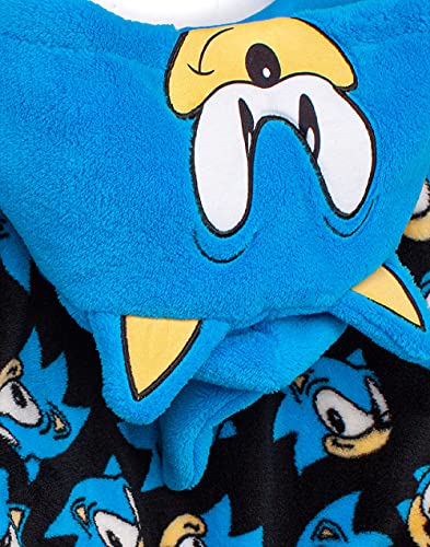 Sonic The Hedgehog Dressing Gown For Kids | Boys Girls Character Bath-robe | Blue Soft Gamer Pyjama Robe Merchandise 4-5 Years