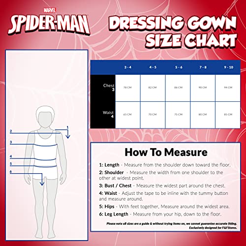 Marvel Boys Dressing Gown, Fluffy Dressing Gown (5-6 Years, Red/Blue)