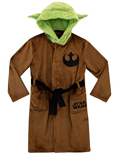 Star Wars Boys Dressing Gown | Yoda Fleece Dressing Gown | Hooded Dressing Gowns for Kids Brown Age 8 to 9 Years