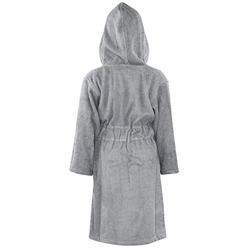 A2Z 4 Kids Unisex Terry Towel Robe 100% Cotton Dressing Gown - Towel Bathrobe Steel Grey 13