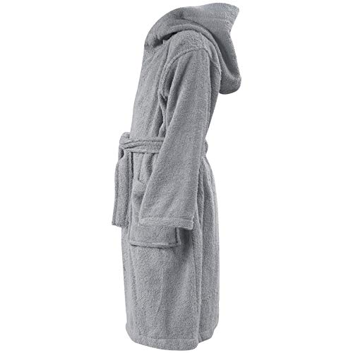 A2Z 4 Kids Unisex Terry Towel Robe 100% Cotton Dressing Gown - Towel Bathrobe Steel Grey 13
