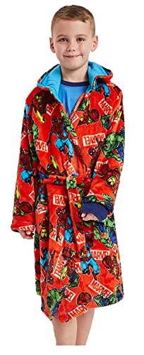 Boys Marvel Avengers Spiderman Hulk Iron Man Dressing Gown Robe (Marvel, 9-10 Years)