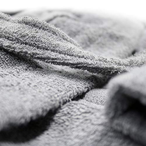 A2Z 4 Kids Unisex Terry Towel Robe 100% Cotton Dressing Gown - Towel Bathrobe Steel Grey 13
