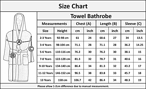 A2Z 4 Kids Unisex Terry Towel Robe 100% Cotton Dressing Gown - Towel Bathrobe Steel Grey 13