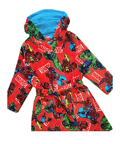Boys Marvel Avengers Spiderman Hulk Iron Man Dressing Gown Robe (Marvel, 9-10 Years)