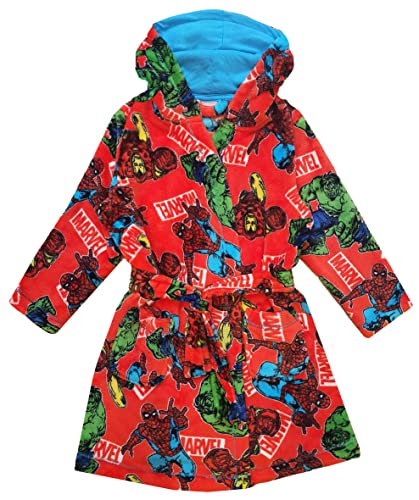 Boys Marvel Avengers Spiderman Hulk Iron Man Dressing Gown Robe (Marvel, 9-10 Years)