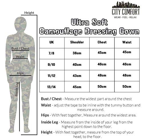 CityComfort Dressing Gown Kids, Camouflage Dressing Gown for Boys, Camo Fleece Robes with Hoodie and Pockets, Kids Clothes for Girls, Boys and Teenagers, Gifts for Boys (7-8 Years, Grey Arctic)