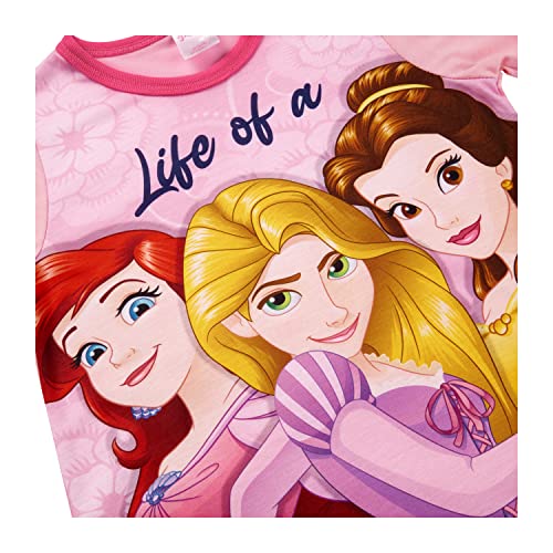 Disney Princess Girls Nightdress, Belle Rapunzel and Ariel Nightie, Ages 3 to 8 Years Old (6-7 Years) Pink