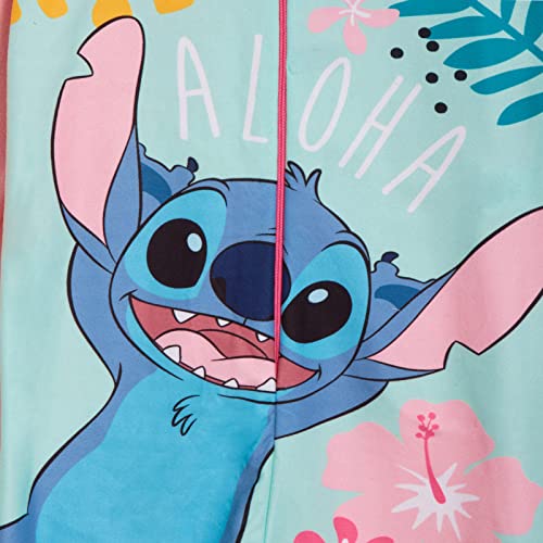 Disney Stitch Onesie for Girls Fleece Pyjamas All in One Kids Pjs Zipped Loungewear Nightwear Pink
