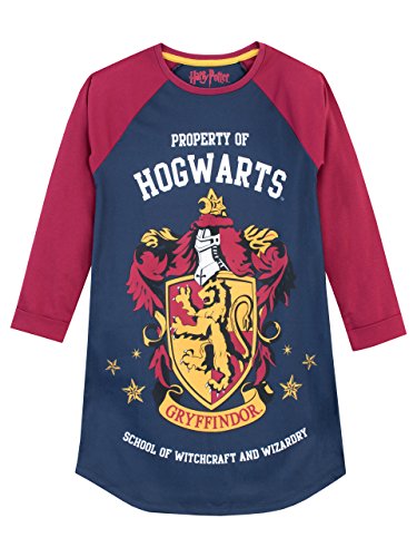 Harry Potter Girls Nightdress | Gryffindor Girls' Nighties | Long Sleeve Hogwarts Nighty for Kids Multicoloured Age 9 to 10 Years