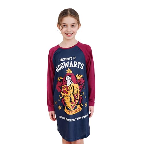 Harry Potter Girls Nightdress | Gryffindor Girls' Nighties | Long Sleeve Hogwarts Nighty for Kids Multicoloured Age 9 to 10 Years