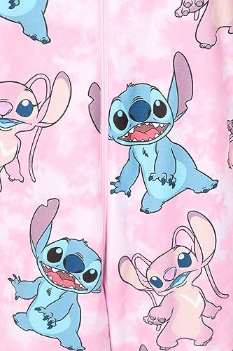 Disney Girls Lilo and Stitch Stitch & Angel Pink Fleece Sleepsuit Kids All in One (12-13 Years)