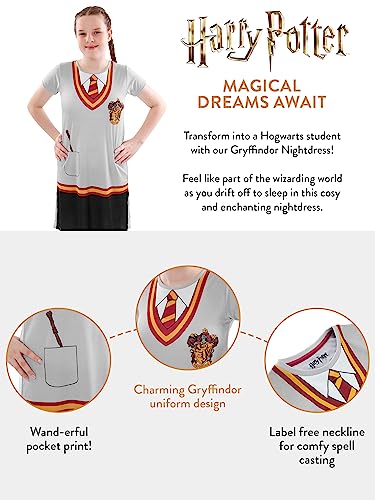 Harry Potter Nightdress | Hogwarts Girls’ Nighties | Gryffindor Night Dress Grey Age 11 to 12 Years