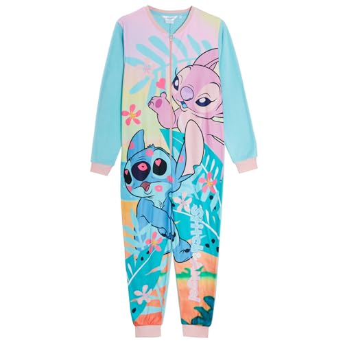Disney Stitch and Angel Onesie for Kids All in One Sleepsuit Lounge Pyjamas for Girls Fleece Pjs Nightwear 9-10 Years Blue