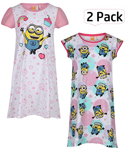 Girls 2 Pack Nightie Character Short Sleeve Nightdress 6 8 10 12 Years (2PK Nightie 6Y)