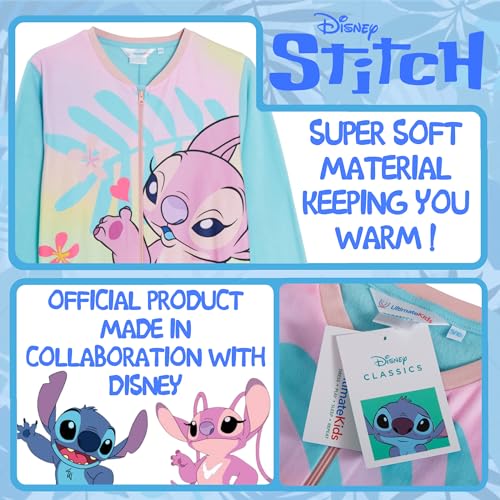 Disney Stitch and Angel Onesie for Kids All in One Sleepsuit Lounge Pyjamas for Girls Fleece Pjs Nightwear 9-10 Years Blue