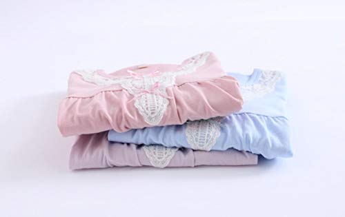 Big Girls' Princess Nighties Lace Sleep Shirts Long Sleeve Solid Pink 8