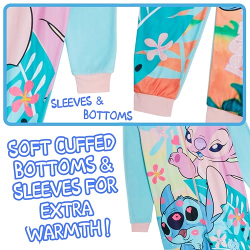 Disney Stitch and Angel Onesie for Kids All in One Sleepsuit Lounge Pyjamas for Girls Fleece Pjs Nightwear 9-10 Years Blue