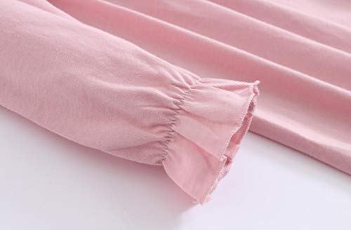 Big Girls' Princess Nighties Lace Sleep Shirts Long Sleeve Solid Pink 8
