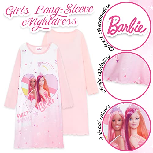 Barbie Girls Long Sleeve Nightie (Pink, 3-4 Years)
