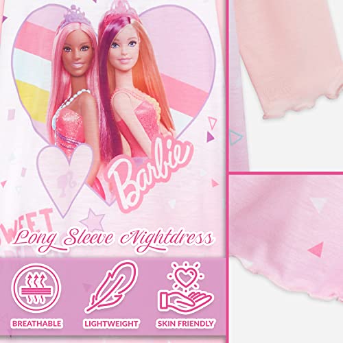 Barbie Girls Long Sleeve Nightie (Pink, 3-4 Years)