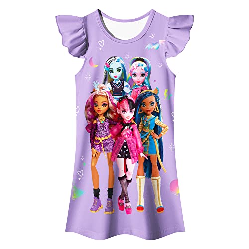 Aepotumn Monster High Girls Nightdress Nightwear Long Sleeve Nighties Sleepwear Dress for Girls