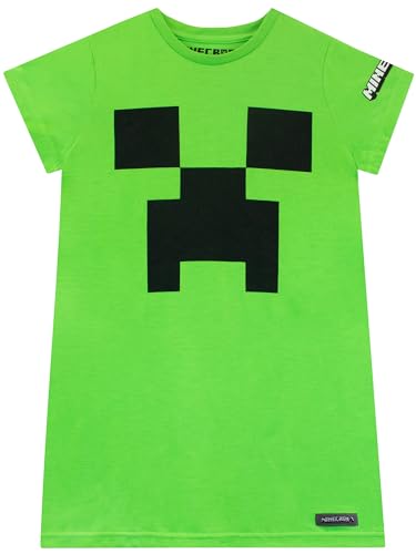 Minecraft Girls Pyjamas | Girls Creeper Nightdress | Gamer Pjs | Gaming Gifts | Green 8 to 9 Years