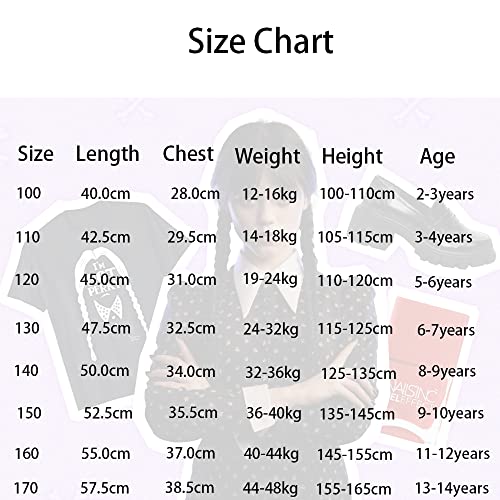 Brigcalki Wednesday Addams Gifts Girls Night Dress Girls Girls Pyjamas Short Sleeve Pjs Girls Nightie for 9-10 Y Kids