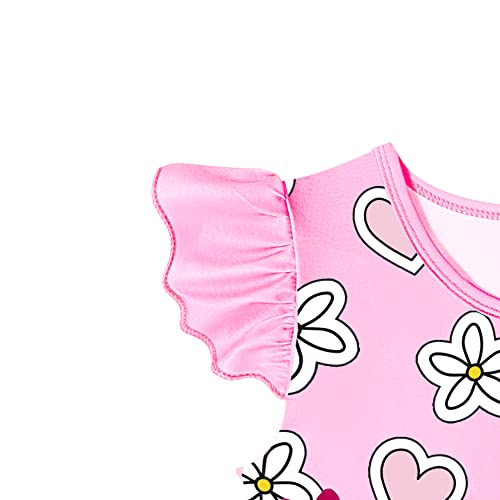 Aepotumn Stitch Nightdress Girls Nightdress Nighties Pyjamas Princess Flutter Sleeve Nightgown Kids Pjs Casual for Toddler 6-12 Years Pink