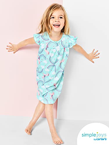 Simple Joys by Carter's Girls' 2-Pack Nightgowns, Mint Green Rainbow/Pink Polka Dot, 2-3 Years (Pack of 2)