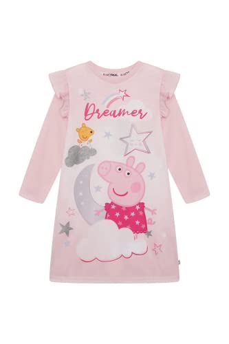 Brand Threads Girls Pink Peppa Pig Nightdress | Kids Nightie Sleepwear | Dreamy Nightdress with Frill Sleeves