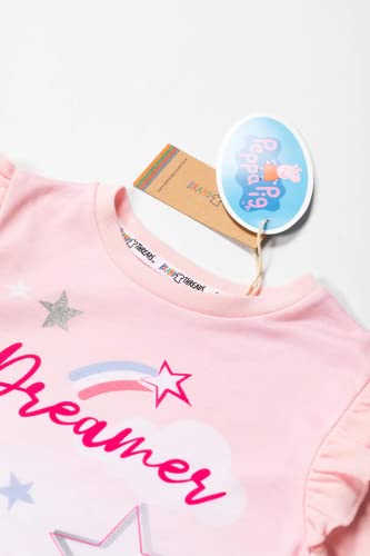 Brand Threads Girls Pink Peppa Pig Nightdress | Kids Nightie Sleepwear | Dreamy Nightdress with Frill Sleeves