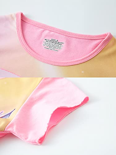 SOIBEEN Girls Nighties Unicorn Nightgowns 2-Pack Nightdress Cotton Short Sleeve Sleepwear for Girls 4-5 Years