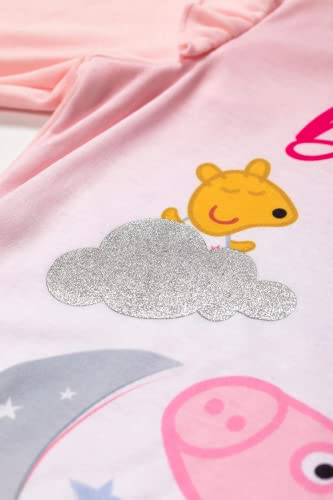 Brand Threads Girls Pink Peppa Pig Nightdress | Kids Nightie Sleepwear | Dreamy Nightdress with Frill Sleeves