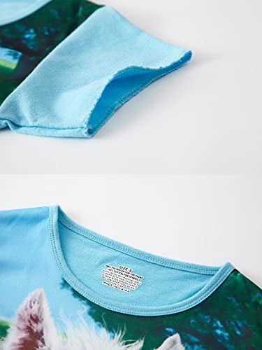 SOIBEEN Girls Nighties Unicorn Nightgowns 2-Pack Nightdress Cotton Short Sleeve Sleepwear for Girls 4-5 Years