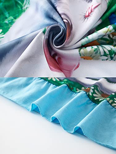 SOIBEEN Girls Nighties Unicorn Nightgowns 2-Pack Nightdress Cotton Short Sleeve Sleepwear for Girls 4-5 Years