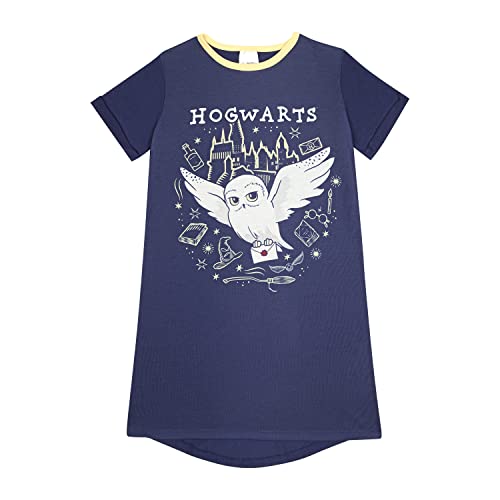 HARRY POTTER Girls Nightdress, Hedwig Nightie, Ages 6 to 13 Years Old (8-9 Years) Blue