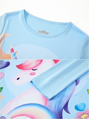LOLPIP Girls Night Dress Unicorn Nighties Long Sleeve Pyjama Nightgown Dress for Kids Sleepwear for Girls Nightdress 5-6 Years